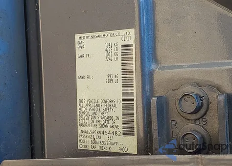 2011 Nissan Altima 2.5 S из США, поврежденный, VIN 1N4AL2AP1BN454482